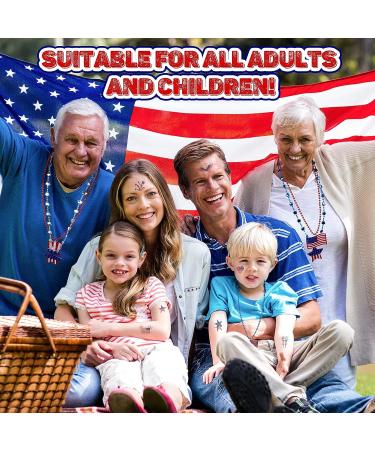 28 PCS 4th of July Accessories Party Favors: Patriotic Star Bead Necklaces and Temporary Tattoos - Independence Day Supplies for Kids and Adults - Buy Online on GoSupps.com