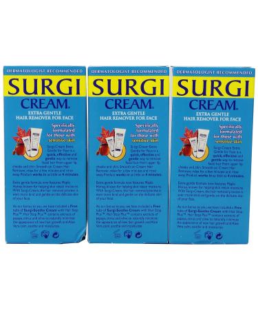 Surgi-cream Extra Gentle Hair Remover for Face - 3 Pack, 1-Ounce Tubes - Buy Online on GoSupps.com