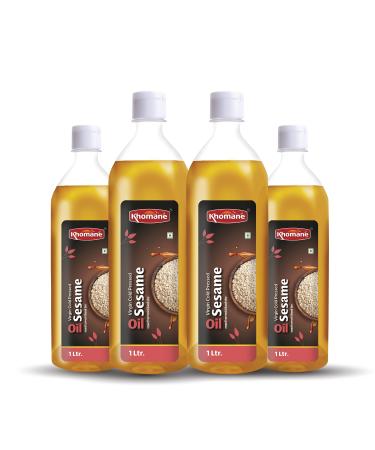 Khomane White Sesame Cold Pressed Natural Oil for Cooking | Full of Nutritions and Antioxidants | Traditianl & Age Old Oil Extraction Process