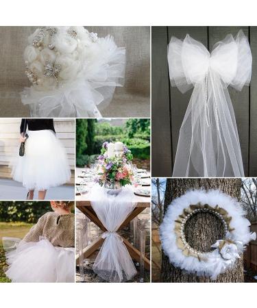 White Tulle Fabric Roll - 6 Inch x 100 Yards - Perfect for DIY Tutus, Wedding Decor, and Crafts - Buy Online on GoSupps.com