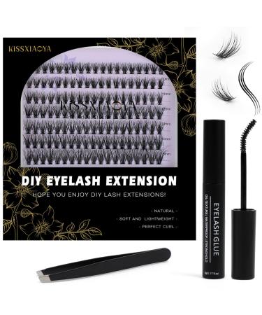 Individual Lashes Extension Kit 133 Pcs 9-15mm Mix False Eyelashes with Lash Glue and Applicator DIY Soft Natural Portable Cluster Lashes Extensions Kit at Home/Outing (Mix 9-15mm F-07 Light Suit) 1 count (Pack of 1) F-07 Light Suit