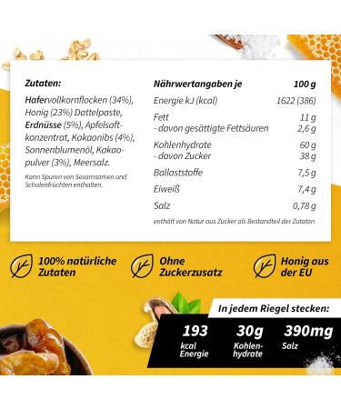 Aerobee Energy Bar - 12x50g Honey Peanut & Cocoa - Sugar-Free Oat Bars for Endurance Hiking & Meal Replacement - Buy Online on GoSupps.com
