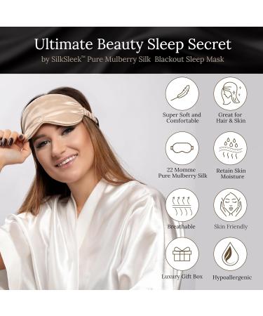 SilkSleek 22 Momme Pure Silk Eye Mask for Sleeping | 100% Mulberry Silk, Super Soft & Comfortable | Blackout Sleep Mask in Gift Box (Champagne) - Buy Online on GoSupps.com
