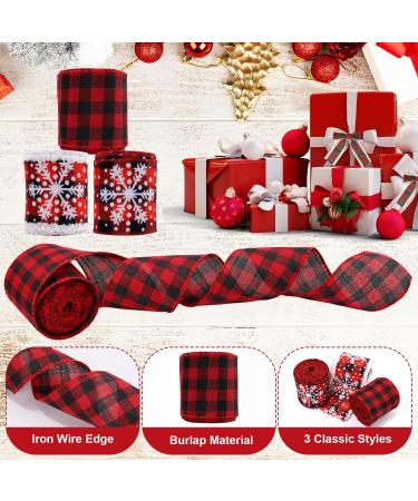 Christmas Buffalo Plaid Ribbon 3 Rolls 6.56Yards x 2.5 Inch Burlap Wired Edge Plaid Ribbon Fabric Craft Ribbon for Gift Wrapping DIY Crafts Christmas Decorations Floral Bows Wreath - Buy Online on GoSupps.com