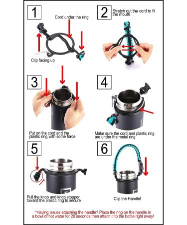 Iron Flask Paracord Handle - Wide Mouth Water Bottle Carrier with Safety Ring, Carabiner & Survival Bracelet - Midnight Black - Buy Online on GoSupps.com