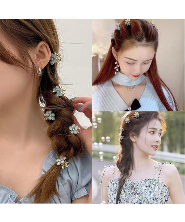 12Pcs Mini Pearl Flower Hair Claw Clips - Blue and Pink Set for Women & Girls | Decorative Hair Accessories - Buy Online on GoSupps.com