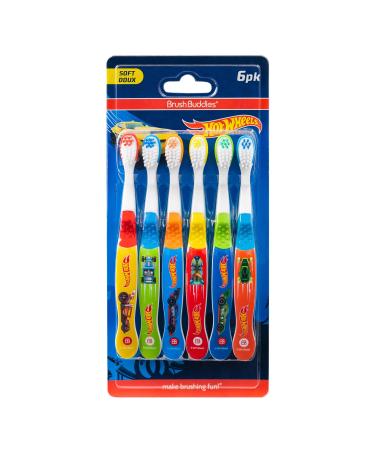Brush Buddies Hot Wheels Toothbrush for Kids, Kids Toothbrushes, Toothbrush Pack, Soft Bristle Toothbrushes for Kids, Toddler Toothbrush Ages 2-4, 6PK 6 Pack