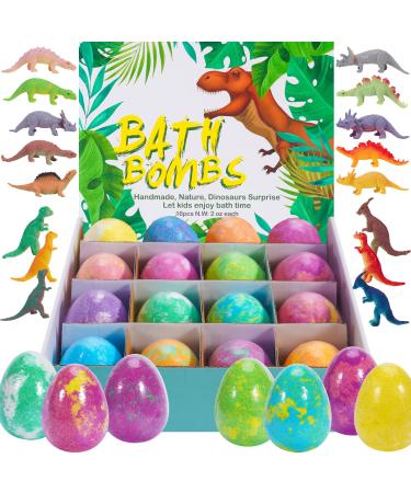 Bath Bombs for Kids with Toys Inside Surprise - Dino Egg Bath Bombs for Kids, 16 Pack Kids Bath Bomb Bubble Bath Fizzies Vegan Essential Oil Spa Bathbombs for Girls Boys Women Skin Moisturize 16 Count (Pack of 1)