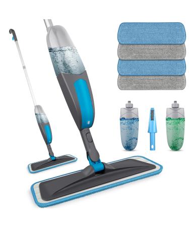 Spray Mops for Floor Cleaning - BPAWA Microfiber Spray Floor Mop Flat Dust Mop for Hardwood Laminate Tile Wood Kitchen Floors, Dry Wet Mop with Sprayer 2 x 550ML Bottles and 4 x Reusable Washable Pads Spray mop with 4 pads