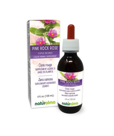 Naturalma Pink Rock Rose (Cistus incanus) herb Alcohol-Free Tincture - 4 fl oz Liquid Extract in Drops - Herbal Supplement - Vegan Alcohol-free 4 Fl Oz (Pack of 1)
