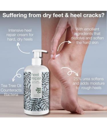 Cracked Heel Repair Cream 500ml | 25% Urea | Hard Skin Remover | Heel Balm for Dry Cracked Feet | Tea Tree Oil | Men & Women - 500.00 ml - Buy Online on GoSupps.com