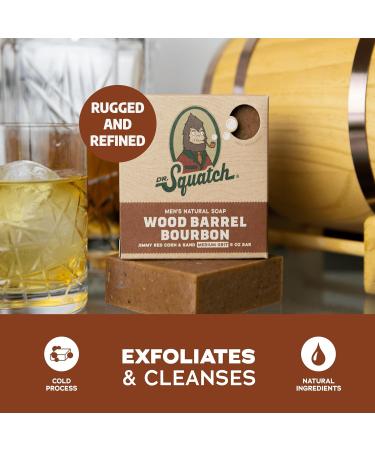 Dr. Squatch Men's Bar Soap - 5-Pack Wood Barrel Bourbon - All Natural Bar Soap for Men - 5 Bars of Soap - Smell like Barrel Aged Bourbon - Buy Online on GoSupps.com