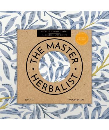 The Master Herbalist Neroli & Bergamotte Schubladen inserts with fragrance William Morris-Design folded 5 pieces contains essential oils Made in Great Britain Folded Blau |Neroli & Bergamot