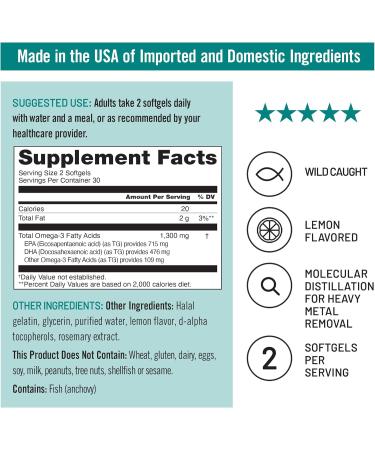 NatureWise 1 Ultra Omega 3 Fish Oil 2200 mg - TG Form - 60 Softgels 30-Day Supply + 1 Vegan Vitamin D3 5000IU + K2 - Organic Coconut MCT Oil - 30 Softgels 30-Day Supply  - Buy Online on GoSupps.com