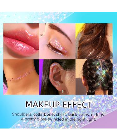 Prreal 50ml Body Glitter Gel - Holographic Shimmer Eyeshadow & Chunky Glitter for Face Hair & Nails - Festival Makeup #013 Purple - Buy Online on GoSupps.com
