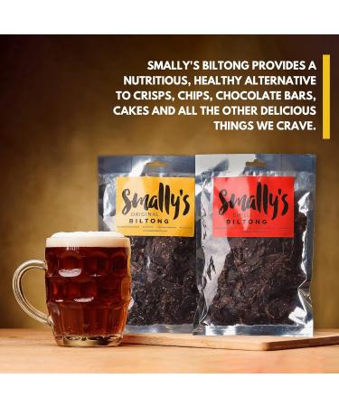 Smally's Original Fatty Biltong 500g - High Protein Gluten Free Beef Snack - No Added Sugar - Ready to Eat - Pack of 1 - Buy Online on GoSupps.com