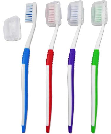 Bulk Pack of 8 Adult Toothbrushes with Covers | Medium Firm Bristles | Healthy Smile Essentials - Buy Online on GoSupps.com