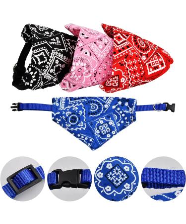 Pagezol 4 Pack Dog Bandana Collar Boho Dog Scarfs Pet Scarf Neckerchief Triangle Dog Bids Kerchief Adjustable Strap Bandana for Small Medium Large Girl or Boy Dogs and Cats(Red Blue Black Pink) (L) - Buy Online on GoSupps.com