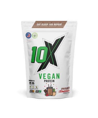 10X Athletic Vegan Protein Nut Free Sugar Free Plant Based Dairy Free Gluten Free Various Flavours 580g (Chocolate Strawberry) Chocolate Strawberry 580 g (Pack of 1)