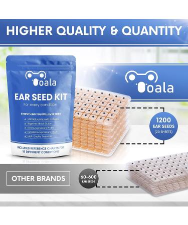 Ooala Multi-Condition Ear Seeds Acupuncture Kit | 1200 Seeds, Charts, Probe, Tweezers & Guide - Buy Online on GoSupps.com