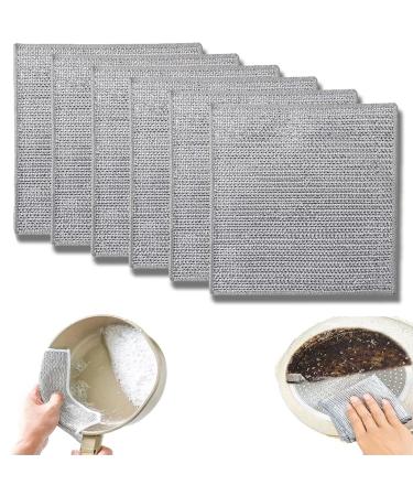 Graceful Double Stainless Steel Scrubber Ancienflow Scrubber Double Stainless Steel Scrubber Multipurpose Wire Dishwashing Rags for Wet and Dry for Dishes Sinks Counters B:6pcs