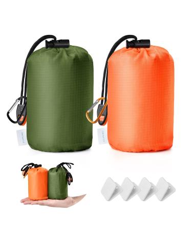 ELUTENG Emergency Sleeping Bag with Whistles 2Pack Waterproof Survival Sleeping Bag Compact Lightweight Thermal Emergency Blankets for Hiking Camping First Aid Kits Outdoor Adventure
