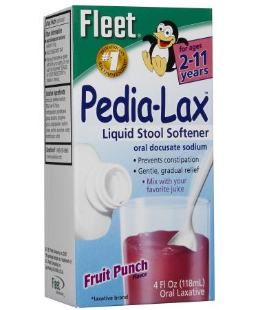 Fleet Pedia Lax Liquid Stool Softener Fruit Punch 4 oz