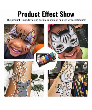 Non-Toxic Face Painting Kit | 18 Washable Colors & 10 Brushes for Halloween & Cosplay - Perfect for Adults - Buy Online on GoSupps.com