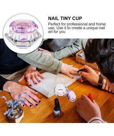 Minkissy Nail Art Dappen Dish Diamond Shape Nail Crystal Bowl with Lid for Nail Acrylic Liquid Powder (Pink) - Buy Online on GoSupps.com