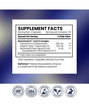 Research Verified CoQ10-100% Pure Extra Strength 300mg CoQ10 Improved Absorption and Bioavailability with Bioperine - Boost Antioxidant Levels, Improve Cardiovascular Health, 180 Vegan Capsules 60 Count (Pack of 3) - Buy Online on GoSupps.com