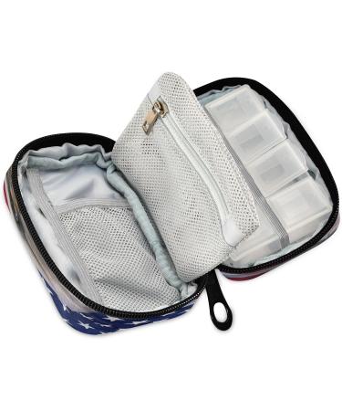 Patriotic Pill Organizer Case - American Bald Eagle & Flag Travel Pill Box | 7 Day Vitamin & Supplement Holder - Buy Online on GoSupps.com
