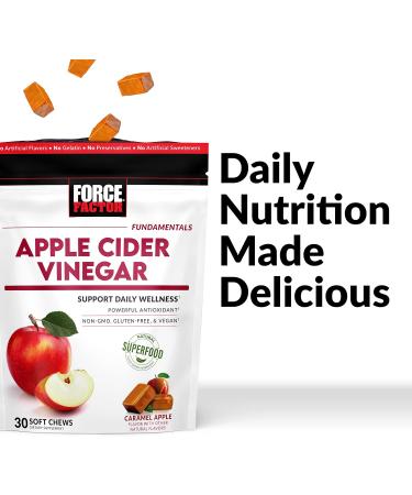 Force Factor Organic Apple Cider Vinegar Soft Chews - Digestion & Metabolism Support - Gluten-Free & Vegan - Caramel Apple Flavor - 30 Chews - Buy Online on GoSupps.com