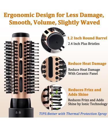 Round Brush Blow Dryer - 1.2 Inch Hair Brush for Short Hair One-Step Volume Straightening & Styling | Negative Ionic Ceramic Hot Air Brush - Buy Online on GoSupps.com