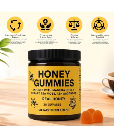 Honey Gummies with Shilajit Sea Moss Ashwagandha Blend Supplement for Men Support Maximum Strength Natural Honey for Overall Health & Wellness 30 Gummies (1) - Buy Online on GoSupps.com