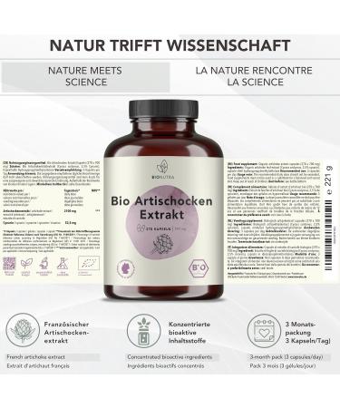 BIOONUTRA Artichoke in organic extract | 270 capsules of 700 mg | 2.5% cynarin | 3 months consumption | Organic farming in France | Vegan | No additives | Made in Germany - Buy Online on GoSupps.com