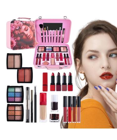Coffret De Maquillage Pour D butantes Rouge L vres Imperm able Cosm tique | Trousse De Maquillage Portable Et Imperm able - Pour D guisement Adolescents Femmes M res Grands-M res Anniversaire Specta