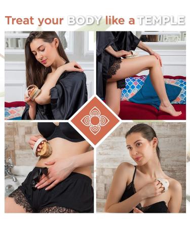 Vegan Dry Brushing Body Brush Set - Exfoliating & Cleansing Brushes for Lymphatic Drainage - Premium Skin Beauty Kit with Handle, Face Brush & Shower Gloves - Buy Online on GoSupps.com