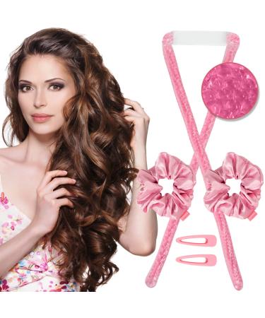 Jelly Curls - Blue Low Heat Gel Curler For Damage Free Curls  Long Hair Wrap GelCurler  Alternative to Heatless Curlers  Jellycurls Soft Hair Rollers or Curling Rod (Pink)