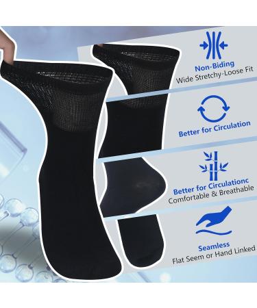 Sunew Diabetic Socks for Men - 6 Pairs Black Crew Socks (Size L) | Comfortable & Supportive International Shipping - Buy Online on GoSupps.com