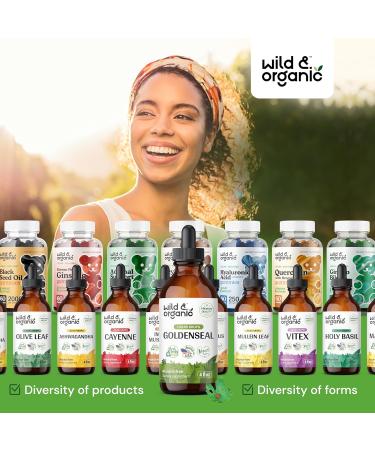 Wild & Organic Goldenseal Tincture - Respiratory Lung Health Drops & Digestive Support - 4 oz Liquid Extract - Buy Online on GoSupps.com