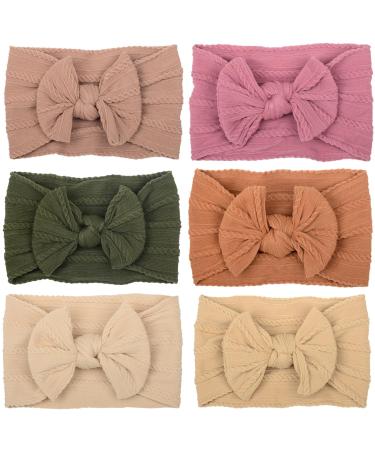 6 Pack Baby Nylon Headbands Hairbands Hair Bow Elastics Soft Nylon Newborn Head Bands Infant Toddler Hairbands Bows Child Hair Accessories for Baby Girls Newborn Infant Toddlers Kids (style2)