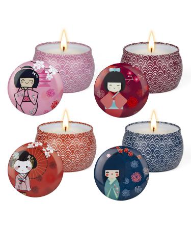 Scented Candles Gifts Set for Women Candles for Home Aromatherapy Soy Wax Fragrance for Birthday Mother's Day Mom Friend Wife Sister Christmas Valentine's Day 4 Pack (Geisha Style)