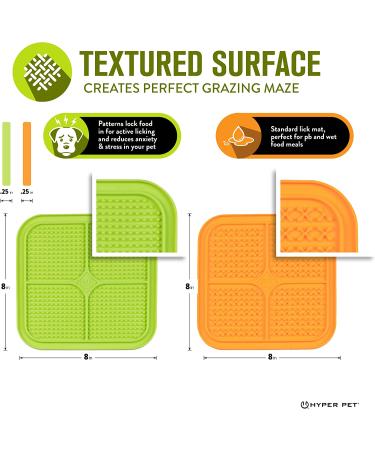 Hyper Pet IQ Treat Lick Mat for Dogs & Cats- 2 Pack Green/Orange | Slow Feeder & Puzzle Feeder Alternative | Dog Enrichment Toy - Buy Online on GoSupps.com