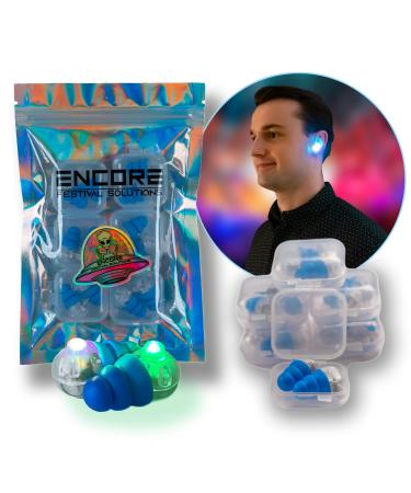 GloBuds : Light Up Noise Cancelling Ear Plugs. Reusable Silicone Earplugs. Noise Reduction for Concerts  Raves  and Festivals. 6 Pairs + Smell Proof Holographic ZipLock Bag + Holographic Sticker