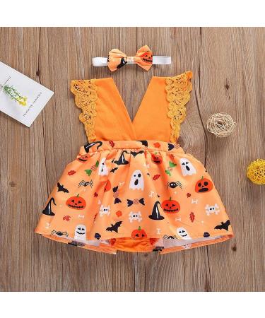 OFIMAN Baby Girl Romper Dress 12 Months | Newborn Lace Floral Outfit Bodysuit | Backless Sunflower Summer Dress - Orange - Buy Online on GoSupps.com