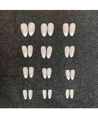 Wedity 24 Pieces Pointed Nail Stickers French Rainbow Line Small Flower Fake Nail Stickers Press Fake Nails Artificial Nails for Women Girls (C) White - Buy Online on GoSupps.com