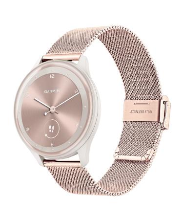 Trumir replacement for Garmin Vivoactive 5/Vivomove Trend/Vivomove Sport/Venu SQ 2 Music bracelet mesh woven stainless steel bracelet Metal bracelet Replacement tape for Garmin Vivomove Sport/Venu 2 Plus 43mm ivory