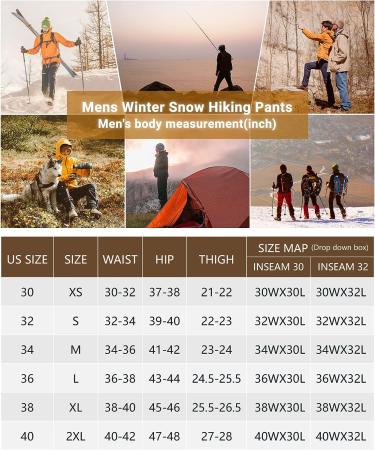 Outdoor Ventures Men's Fleece Lined Snow Pants - Waterproof & Windproof Ski/Winter Pants - Dark Grey - 34W x 32L - Buy Online on GoSupps.com