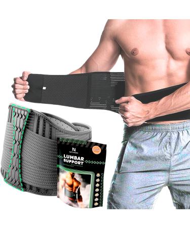 Nativodex back support belts developed for effective stabilization of the lumbar spine - back belt with support struts to avoid and relieve pain for men and women (black XL) XL black