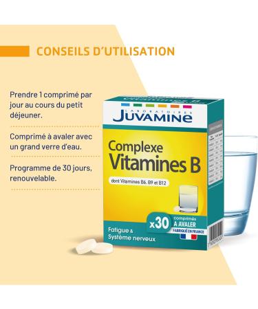 JUVAMINE - Vitamin B complex - 30 tablets - Fatigue and nervous system - Guarantees 100% of the daily requirement of 8 B vitamins - Made in France - Buy Online on GoSupps.com